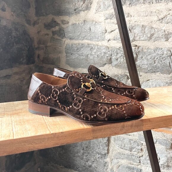 Gucci Other - Gucci Quentin Brown Velvet GG Horsebit Loafers